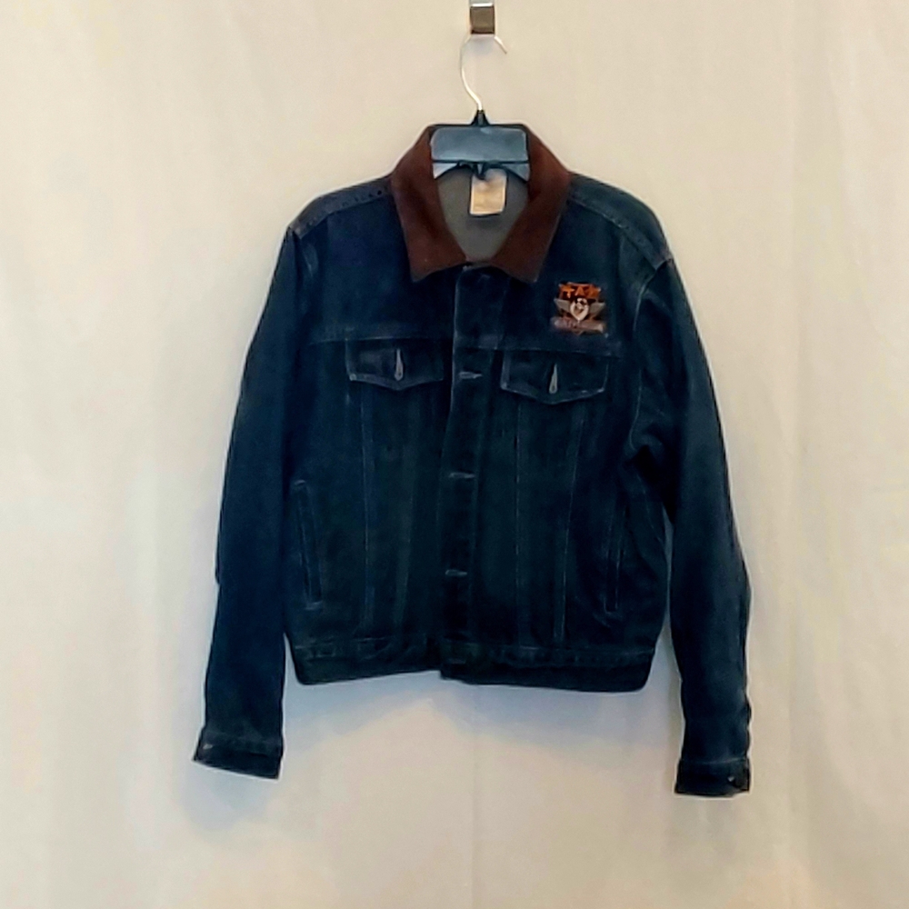 Harley-Davidson Blue Denim Jacket with Brown Collar